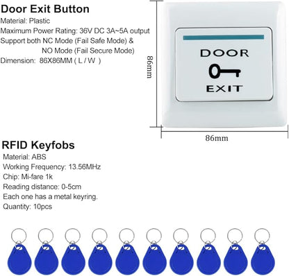 IP68 Outdoor Access Control System Kit WiFi Tuya RFID Keypad Waterproof 125KHz 13.56MHz + 180KG Electric Magnetic Lock + 10pcs 13.56Mz Keyfobs, Smart APP Remote Control