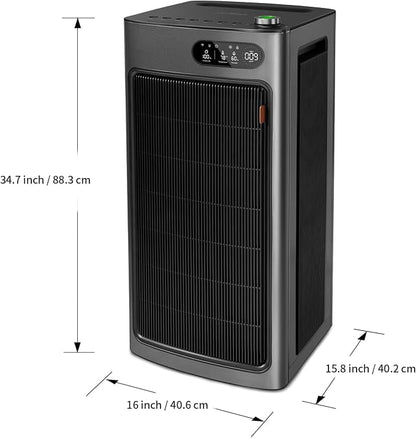Whole House Air Purifiers for Home Office Large Space 6862 ft², Dual HEPA Carbon Air Filter, Smart Large Air Purifier for 99.97% Dust Pollen Smoke Pet Dander Odors, JF1500 Black