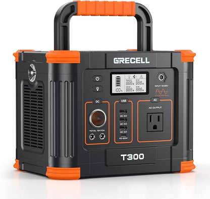 GRECELL Portable Power Station 330W (Peak 600W) 288.6Wh Solar Generator