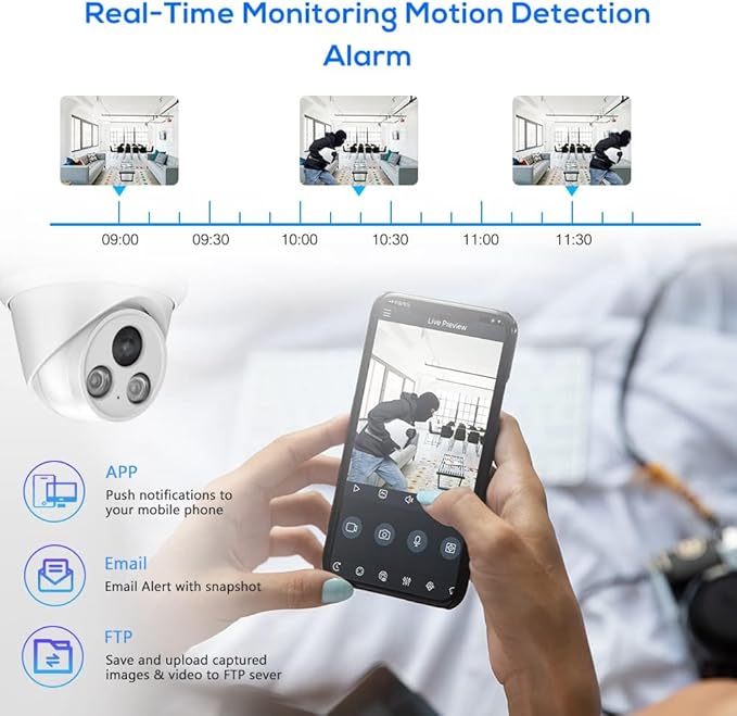 PANOEAGLE 4K PoE IP Security Camera Outdoor, 8MP Turret IP Camera with Human/Vehicle Detection, 2.8mm Lens Wide Angle, Built-in Mic,98ft EXIR Night Vision, IP67 Waterproof,NDAA Complaint,PG2385I
