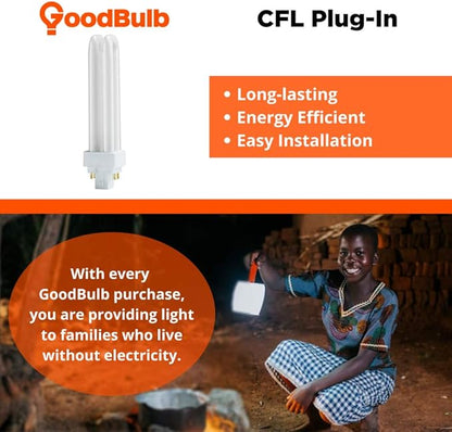 GoodBulb 13 Watt CFL Light Bulbs | 4 Pin G24Q-1 Base 5000K Daylight | 13W High Output 900 Lumens | Double Tube Compact Fluorescent Light Bulbs Plug-in | Car Dealership Lighting | 10 Pack