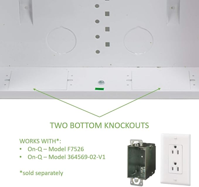On-Q 20" Structured Media Enclosure with Hinged Cover Lock, Glossy White, Surface or Flush Mount