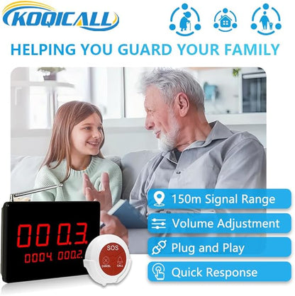 Nurse Call System Life Alert Systems Caregiver Pager 10 Emergency Bathroom Alarm Button for Patients Seniors 1 Elderly Monitoring for Hospital Clinic Nursing Home