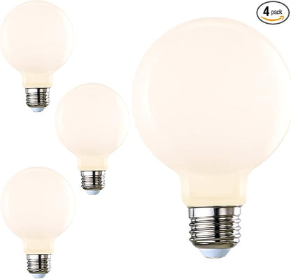 Diodesy- G25 Smart Globe Wifi Light Bulb Milky Finish 5.5W (60W Equivalent) 500 Lumen 2200K-6500K Selectable E26 Medium Base Pack of 4- Compatible with Alexa and Google Home & Control with Voice/App