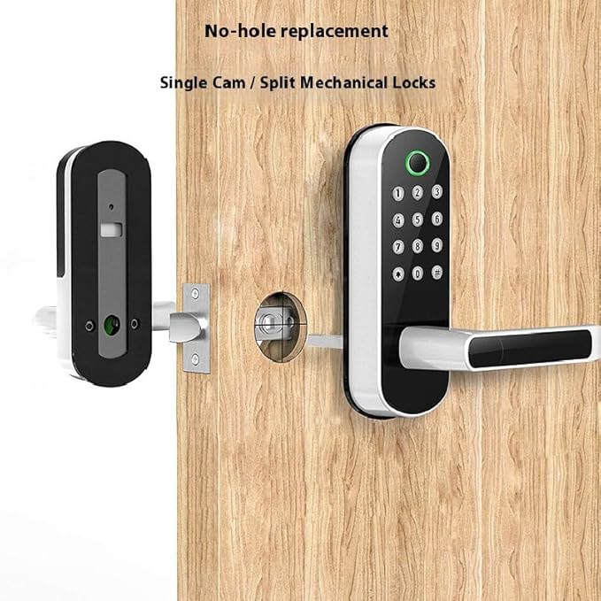 Keyless-Entry Fingerprint Smart Door Lock: LORVIBO Digital Electronic Lock with Code Passcode, Electric Door Knob, Biometric Door Handle, Perfect for Exterior/Interior/Entry/Bedroom Doors (Silver)