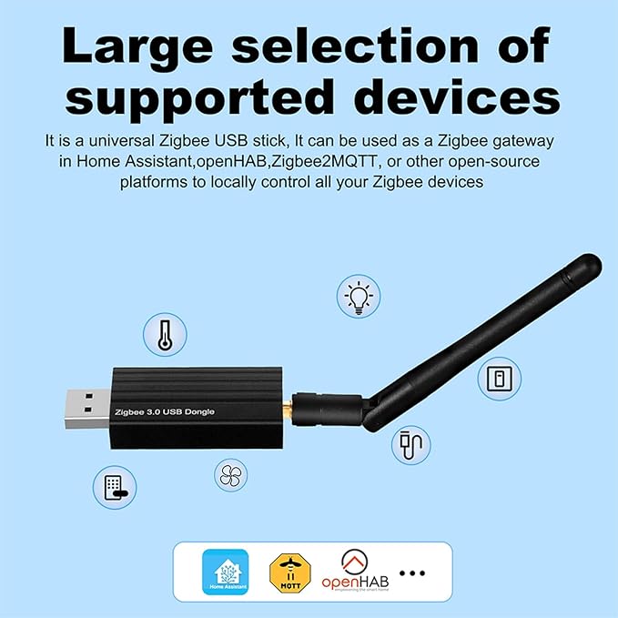 Haozee Zigbee Gateway, A Universal Gateway Dongle Plus, TICC2652P1+CH340C Zigbee USB Flash Drive Coordinator for ZHA in Home Assistant or Zigbee2MQTT, Open HAB etc.