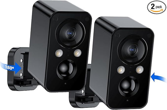 BECAMSO 2Packs Security Cameras Wireless Outdoor: 180° Horizontal Cameras for Home Security Battery WiFi Cameras Outside Surveillance Camera CCTV Camera System with Color Night Vision Motion Sensor