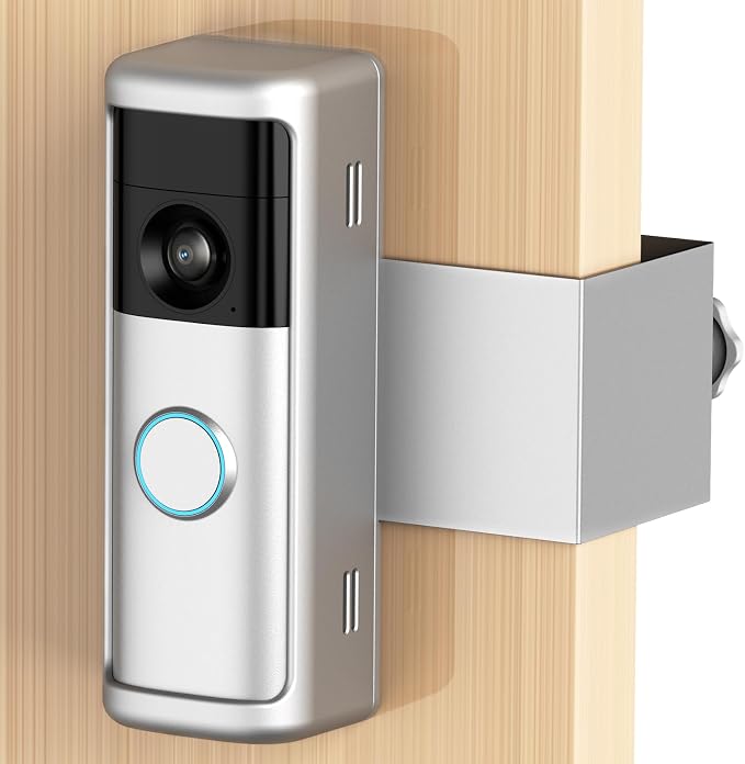 Yaluyo No-Drill Doorbell Mount with Rain Cover, Anti-Theft Door Kits | Compatible with Battery Doorbell/Plus/Pro(2026 Model),Quick Install Doorbell Camera Holder for Apartment, Silver
