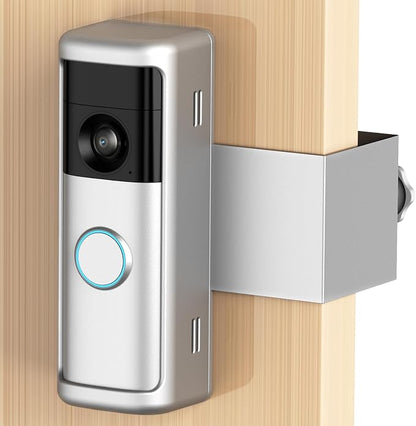 Yaluyo No-Drill Doorbell Mount with Rain Cover, Anti-Theft Door Kits | Compatible with Battery Doorbell/Plus/Pro(2026 Model),Quick Install Doorbell Camera Holder for Apartment, Silver