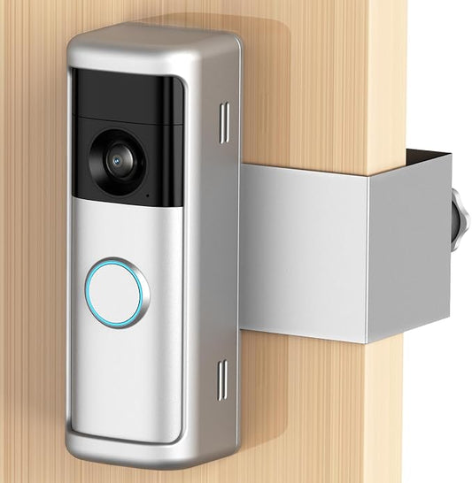 Yaluyo No-Drill Doorbell Mount with Rain Cover, Anti-Theft Door Kits | Compatible with Battery Doorbell/Plus/Pro(2026 Model),Quick Install Doorbell Camera Holder for Apartment, Silver