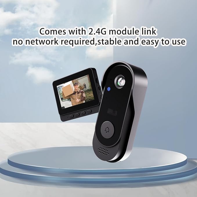 Outdoor Video Doorbell Camera Wireless 1080P with Screen for Home Office,Two-Way Audio,120° Vision,4.3” Screen,IP66 Waterproof, Video Doorbell No Subscription,APP,WiFi,Easy to Use for Elder