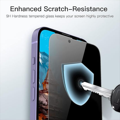 JETech Privacy Full Coverage Screen Protector for iPhone 14 Plus 6.7-Inch, Anti-Spy Tempered Glass Film, Edge to Edge Protection Case-Friendly, 2-Pack