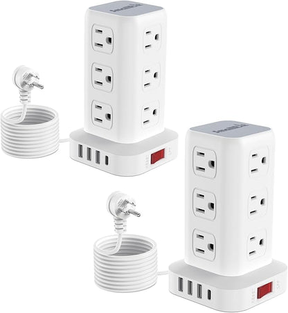 Power Strip Tower (Fast Charge 3A, 6.5 FT (2 Pack))