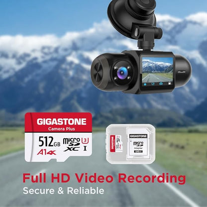 GIGASTONE 512GB Micro SD Card 2-Pack, Camera Plus, for GoPro, Action Camera, A1 Run App for Smartphone, Nintendo-Switch Compatible, 100MB/s, 4K Video Recording, Micro SDXC UHS-I A1 V30 U3 Class 10