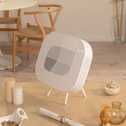 KOMMA Lov Air Purifier for Bedroom, 3.1 inch Slim Wall mount & Stylish Standing type, Hepa Filter Air Cleaner, Remove Fine Dust, Smoke. (CreamWhite with Cradle)