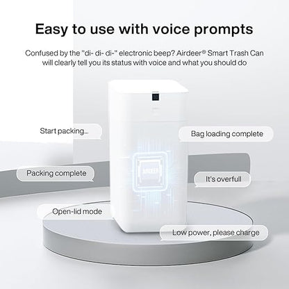 Airdeer Automatic Trash Can, 3 Gallon Self Sealing and Self-Changing Smart Trash Can, Motion Sensor, Touchless Garbage can with lid for Kitchen Bathroom Bedroom Office, 6 Refill Rings(C3, White)