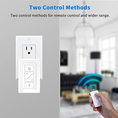 Plug in Dimmer, Wireless Dimmer Plug with Remote, Digital Plug Light Switch for Lamp Compatible with Alexa, for Dimmable LED/CFL Lights and Incandescent/Halogen