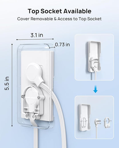 TROND Flat Outlet Cover Extension Cord, 3 AC Widely Spaced with 2 USB C | 5FT Plug Concealer Power Strip, Wall Mount Behind TV, Hidden Under In-Drawer Desk Cabinet Vanity Counter