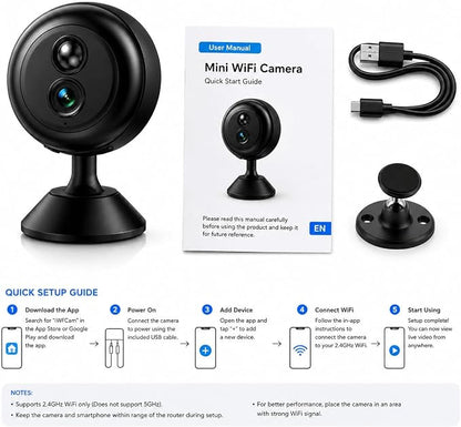 Wireless Indoor Security Camera, Battery Powered 2K QHD WiFi Camera with PIR Human Detection, Night Vision, Motion Alerts, Up to 60-Day Battery Life, Baby Monitor & Pet Camera for Home Security