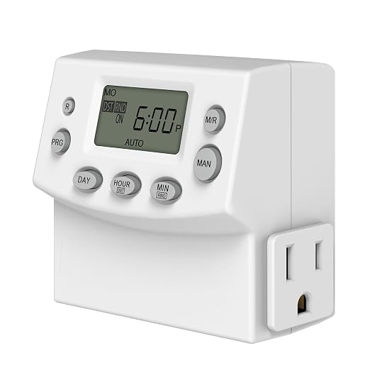 ENERLITES Heavy Duty Programmable Digital Timer Outlet, UL Listed | 3 Prong Plug in Timers for Electrical Outlets, Lamps, Fans, Grounded Outlet, 7 Day Random, 120V 15A 1200W