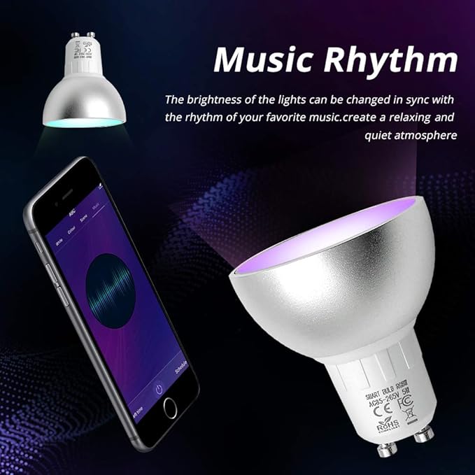BENEXMART Zigbee GU10 Smart LED Bulb 5W RGBW Compatible with Tuya SmartThings App Alexa Echo Plus Google Home Voice Control (zigbee GU10 6 Pack)