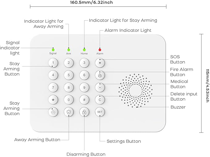 YBJ Alarm System for Home Security,DIY Wireless Home Alarm System with Door and Motion Sensors,Smart Keypad,No Subscription Fee (13-Piece Kit)