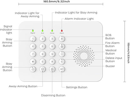 YBJ Alarm System for Home Security,DIY Wireless Home Alarm System with Door and Motion Sensors,Smart Keypad,No Subscription Fee (5-Piece Kit)