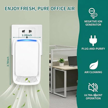 Plug-In Air Ionize,Quiet Work Negative Ion Air Purifier,Filterless & Portable Wall Outlet Air Freshener for Home, Bedroom, Office,Living Room,Pet Room,Small Air Cleaner(4 Pack)