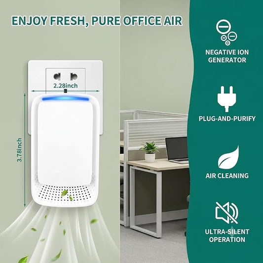 Plug-In Air Ionize,Quiet Work Negative Ion Air Purifier,Filterless & Portable Wall Outlet Air Freshener for Home, Bedroom, Office,Living Room,Pet Room,Small Air Cleaner(4 Pack)