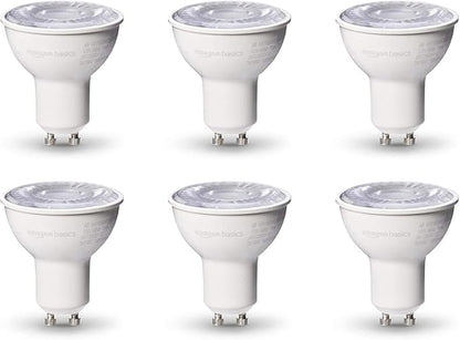 Amazon Basics MR16 LED Light Bulb, 50W Equivalent, Energy Efficient 7W, GU10 Base, Daylight White 5000K, Dimmable, 10,000 Hour Lifetime, 6-Pack