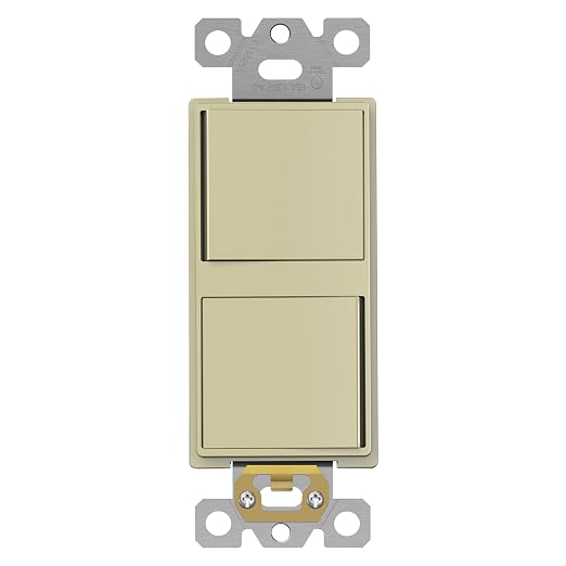 ENERLITES Ivory Double Paddle Decorator Single Pole Switch, 15A, 1 Pack