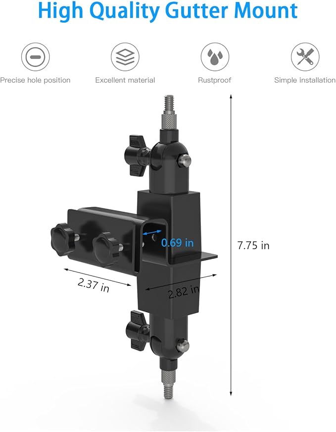 2 in 1 Camera Gutter Mount for Reolink Argus 4 Pro 4K Solar Security Cameras (Black)