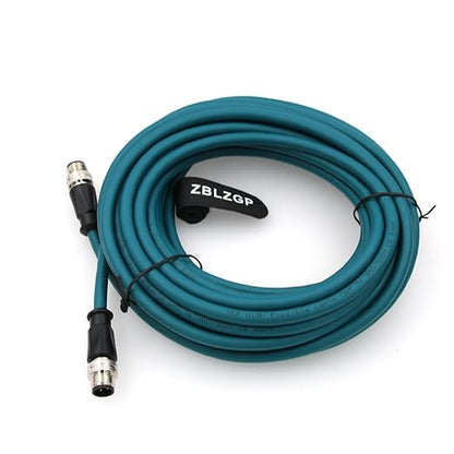 M12 4-Pin D Code Cat 5e Network Cable Male to Male,High Protection Shell Waterproof, Dustproof and Corrosion Resistant for Outdoor Industrial Device Connections 8M
