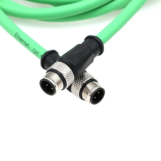 M12 4 Pin D-Code to D-Code Cat5e Cable,Support Synchronous Transmission of Data Power,Efficient Practical,for Security Monitoring Equipment,Hybrid Network Architecture 3M