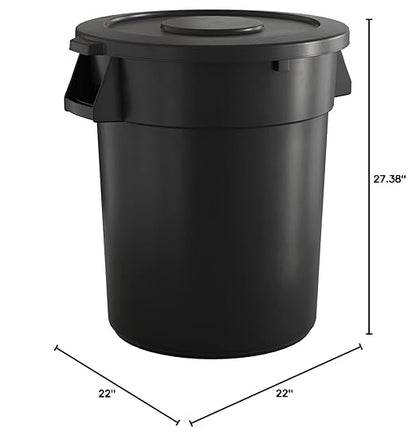 32 Gallon Black Round Commercial Trash Can with Lid, Heavy-Duty Food Grade NSF Certified, Perfect for Restaurant, Office, School, Garage, Backyard, Workshop, Warehouse