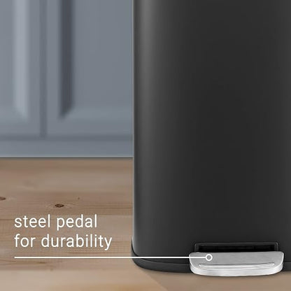 happimess Curtis 8 Gal Step Trash Can Soft Close 25", Charcoal Black