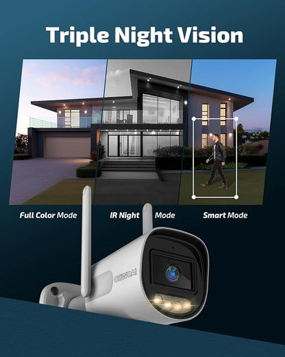 OHWOAI 《Dual Band WiFi & IP65 Waterproof》Wireless Outdoor Security Camera with Color Night Vision, Motion Detection, Remote Viewing WiFi Cameras, Home Video Surveillance Cameras