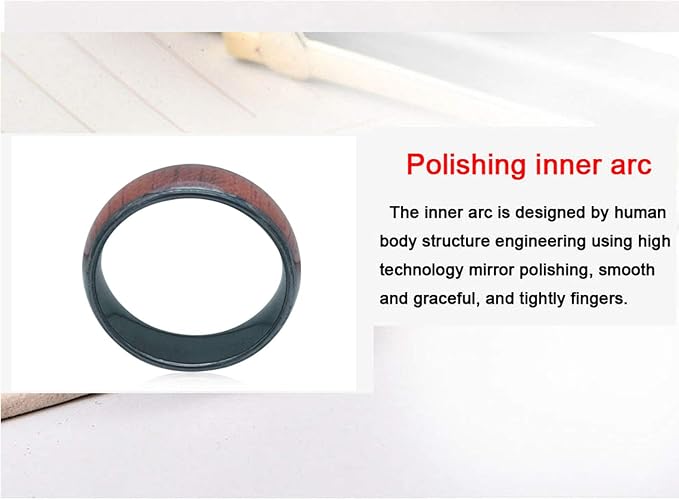 RFID Rewritable T5577 125Khz Imitation Wood Grain Access Control Card Electronic Safety Lock Key Ceramic Ring for Men and Women (Blank 125khz-18mm)