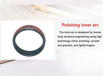 RFID Rewritable T5577 125Khz Imitation Wood Grain Access Control Card Electronic Safety Lock Key Ceramic Ring for Men and Women (Blank 125khz-18mm)