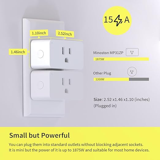 Minoston Zwave Plug, 800 Series with Energy Monitoring, Power Meter Z-Wave Outlet Switch, Z-Wave hub Required, Work with SmartThings, Wink, Vera, Z-Box Hub, Home Assistant (MP31ZP)