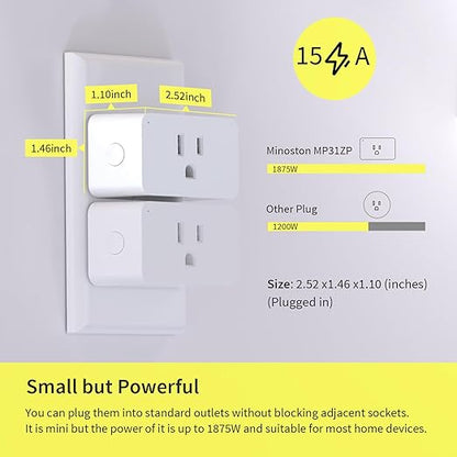 Minoston Zwave Plug, 800 Series with Energy Monitoring, Power Meter Z-Wave Outlet Switch, Z-Wave hub Required, Work with SmartThings, Wink, Vera, Z-Box Hub, Home Assistant (MP31ZP)