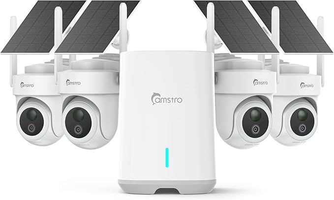 4K Security Cameras Wireless Outdoor No Subscription, 360° PTZ Home Security Cameras System, 64G Local Storage HomeBase, Human/Vehicle/Pet Recognition AI, Color Night Vision, 4 Cam-Kit