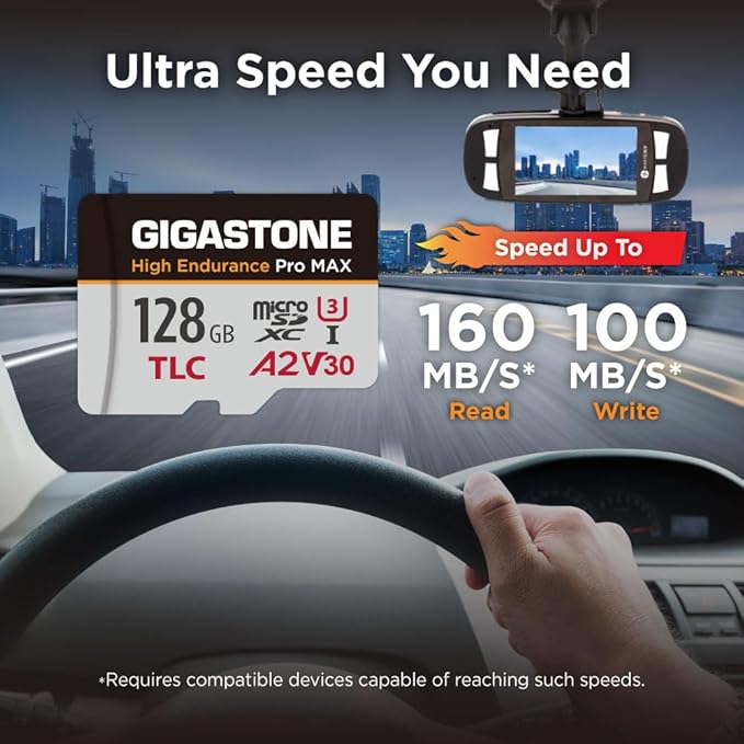【5 Yrs Free Data Recovery】【Dash Cam】 GIGASTONE 128GB Micro SD Card, TLC High Endurance Pro MAX, Speed Up to 160MB/s, Compatible with REDTIGER Rove VIOFO VANTRUE PRUVEEO, MicroSDXC UHS-I A2 V30 U3