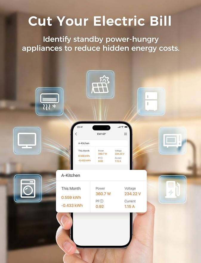 Meross Smart Energy Consumption Monitor with 18 Circuit Monitoring, Electricity Usage Monitor, Real-Time Power Usage Monitor, Home Assistant Support, Smart Alerts, No Subscriptions, 2-Year Warranty