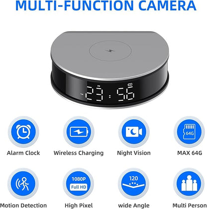 LIZVIE 2.4G WiFi Hidden Camera Clock - 1080P Real-Time Video Recorder with Motion Detection Alarm, Night Vision & Wireless Connectivity (2.4Ghz), Small Security Cam for Indoor Home/Office Surveillance