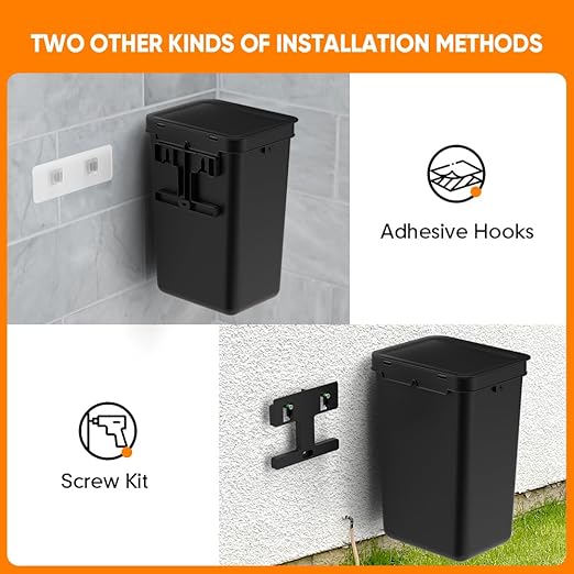 Moryimi Dog Poop Trash Can Outside, 3.1 Gallon Dog Waste Trash Can with Trash Bag Dispenser, Outdoor Dog Poop Trash Can with Lid, Black Hanging Trash Can for Fence, Garbage, Outdoors, Counter Top