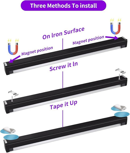 roperry Black Light Bar 10W 1ft LED Blacklight for Fluorescent Tapestry Poster Body Paint Glow Party UV Strip Lights for Cabinet and Display Magnetic (2 Pack)