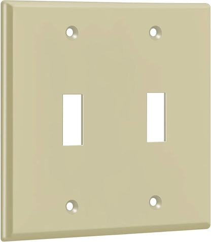 ENERLITES Toggle Light Switch Wall Plate, Gloss Finish, Size 2-Gang 4.50" x 4.57", Unbreakable Polycarbonate Thermoplastic, 8812-I, Ivory