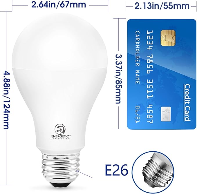 E ENERGETIC LIGHTING Dimmable A21 LED Bulb, 150 Watt Equivalent, Warm White 3000K, 2600LM, UL Listed, E26 Standard Base, Damp Rated, Super Bright Light Bulbs, 4 Pack
