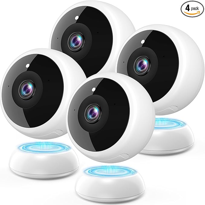 Thybro Magnetic Security Camera Wireless - 4Pack AI Motion Detection, 2K HD Video, Battery Powered, Ease of Setup, 2-Way Audio,IR Color Night Vision, Waterproof, Outdoor & Indoor Surveillance
